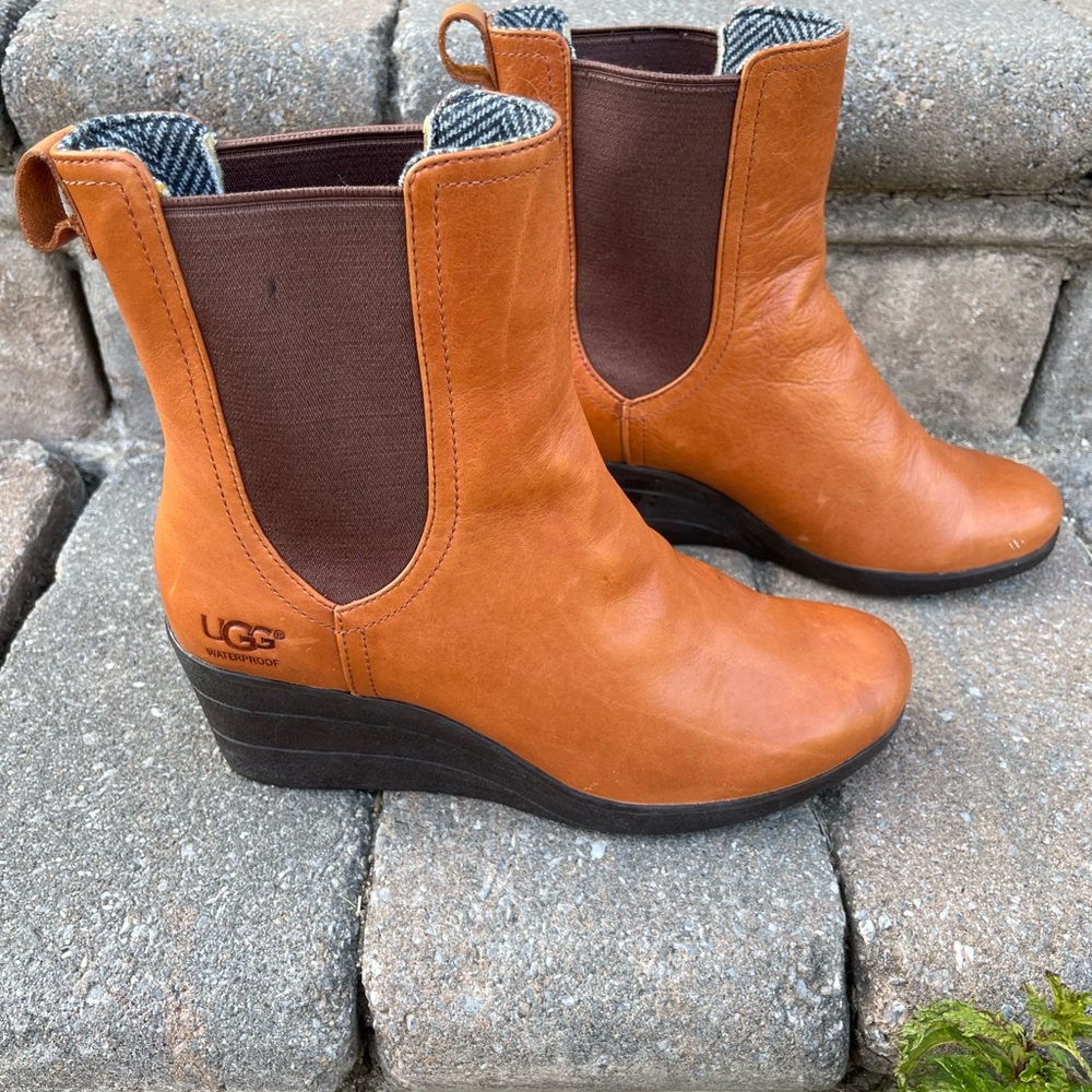 Ugg leather wedge boots
